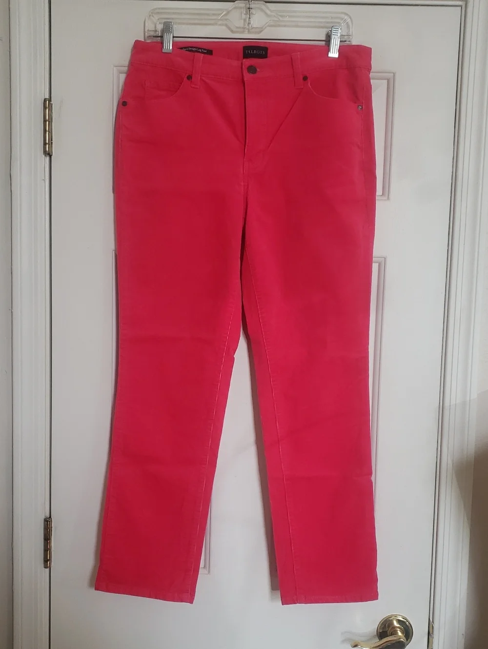 TALBOTS Corduroy Straight Leg Pant Barbie Pink 8P | PETITE - Picture 2 of 14